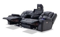 10 Collection of Panther Black Leather Dual Power Reclining Sofas