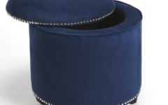 Pouf Textured Blue Round Pouf Ottomans