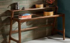 10 Collection of Warm Pecan Console Tables