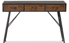 Metal and Oak Console Tables