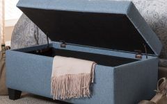 10 Collection of Blue Fabric Storage Ottomans