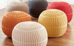 Cream Cotton Knitted Pouf Ottomans