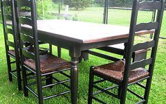 The Best Distressed Walnut and Black Finish Wood Modern Country Dining Tables