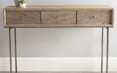 Gray Driftwood and Metal Console Tables