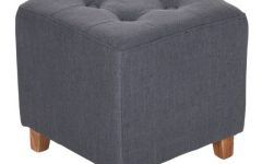 Light Blue and Gray Solid Cube Pouf Ottomans