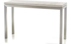 Parsons Travertine Top & Stainless Steel Base 48x16 Console Tables