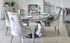 4 Seater Round Wooden Dining Tables with Chrome Legs
