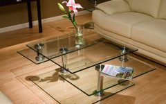 Espresso Wood and Glass Top Coffee Tables