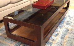 Walnut and Gold Rectangular Coffee Tables