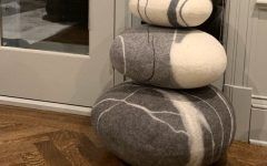 Stone Wool with Wooden Legs Ottomans