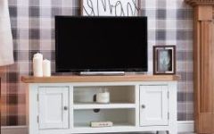 Compton Ivory Corner Tv Stands with Baskets